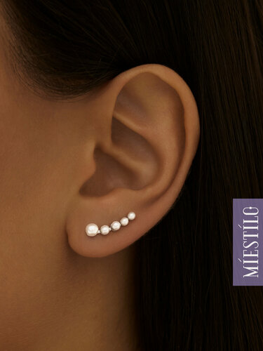 Изображение товара Серьги клаймберы, серебро, 925 проба, родирование, жемчуг