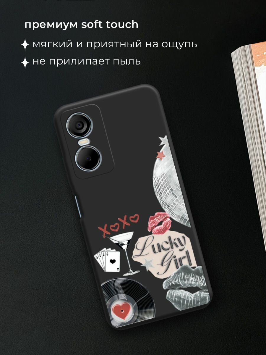 Чехол на Tecno Pop 6 Pro / Текно Поп 6 Про с принтом "Герб РФ камуфляж"