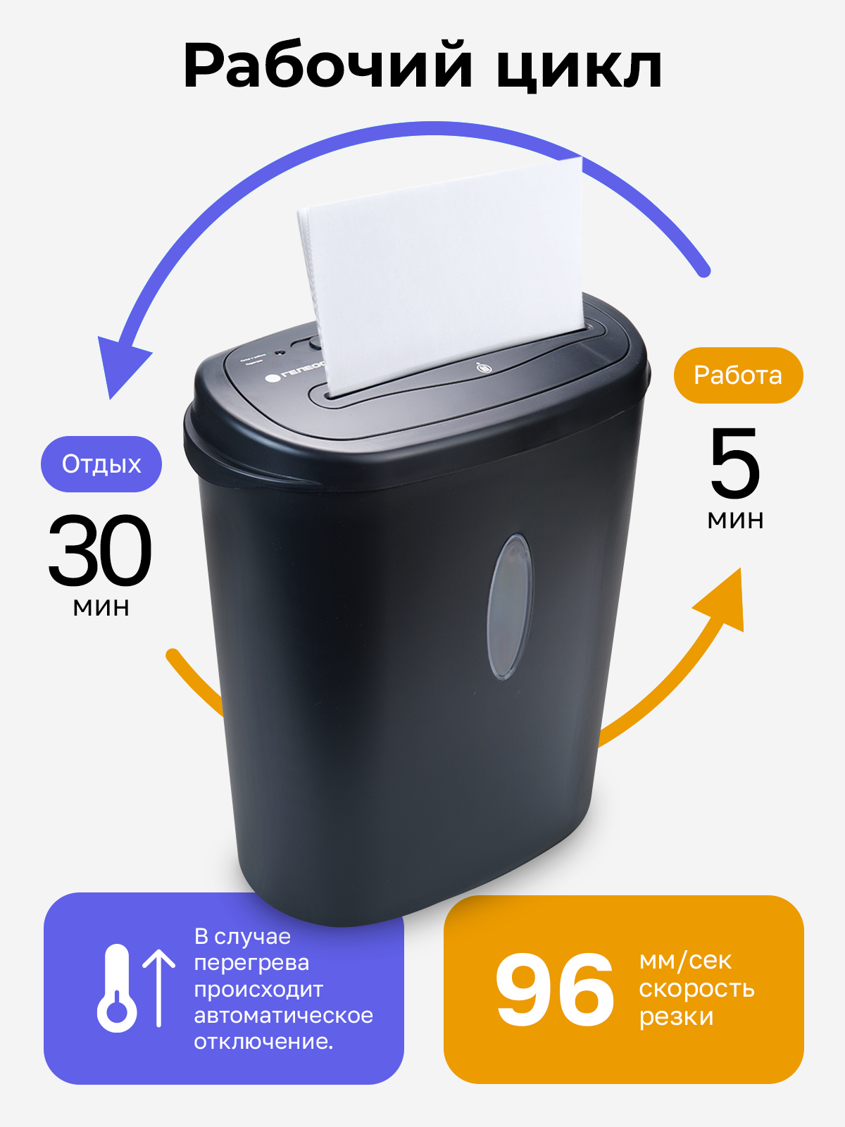 Шредер для бумаги гелеос "Смарт 244", персональный, уничтожает бумагу, скрепки, скобы, пластик, 24 литра — фото 1