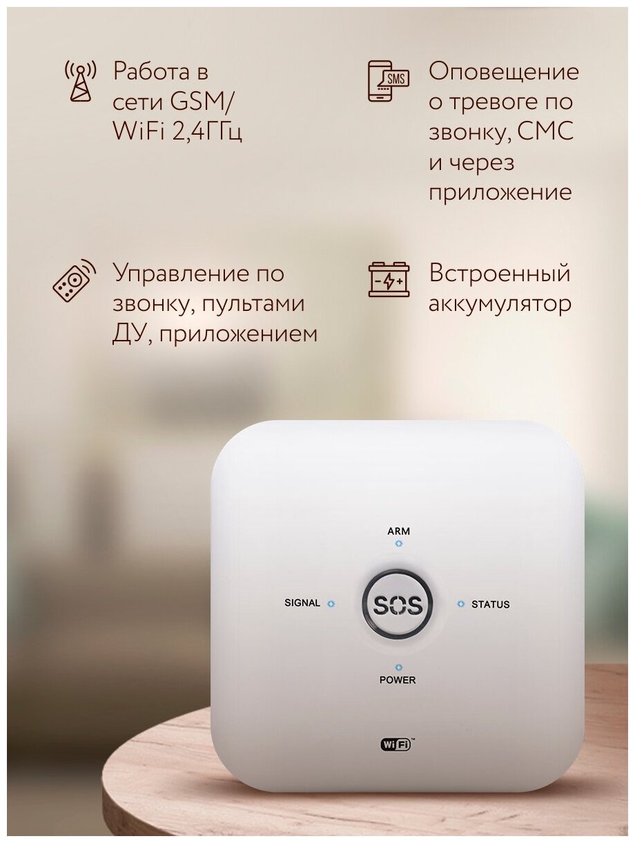 Комплект беспроводной охранной WiFi/GSM сигнализации Страж Смарт для дома квартиры дачи