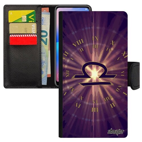 фото Противоударный чехол-книжка на смартфон // xiaomi mi 8 // "гороскоп весы" zodiac созвездие, utaupia, фиолетовый