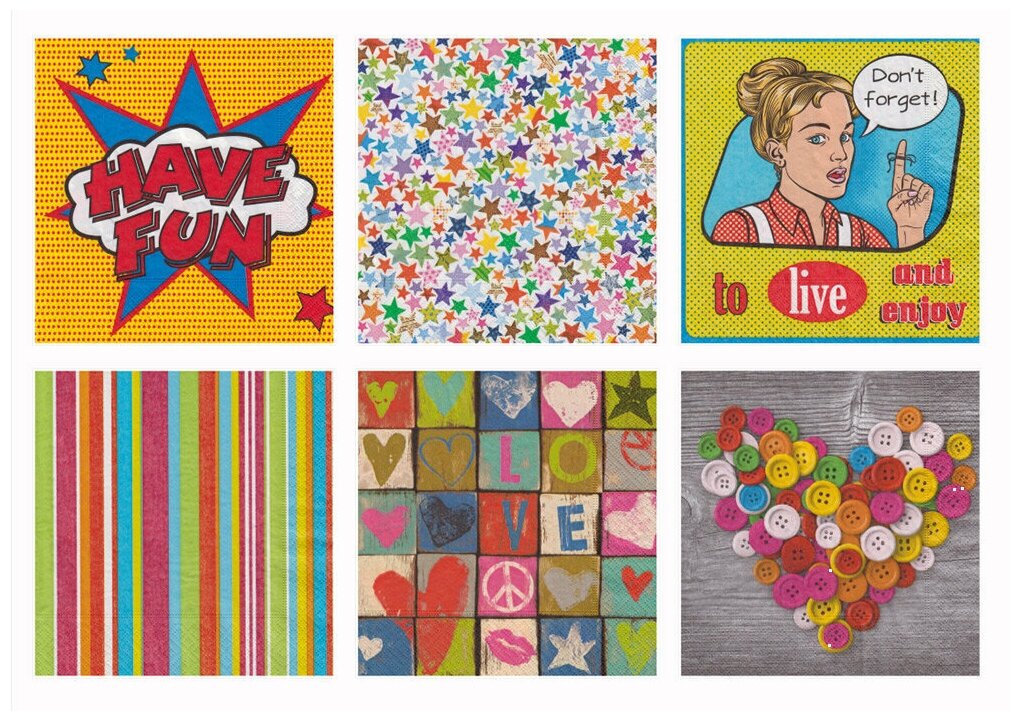 Салфетки для декупажа SDD 12 шт. 3х слойные 33 x 33 см ассортиНабор №0216-20 