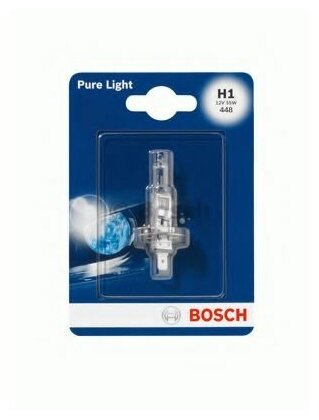 Лампа галогенная блистер 1шт H1 12V 55W P14.5s Pure Light (стандартные характеристики) BOSCH 1987301005