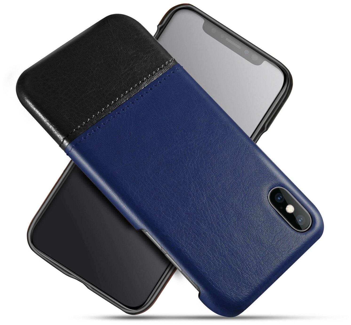 Чехол-накладка MyPads для iPhone XS Max обтянутый качественной импортной кожей двухцветный дизайнерская разработка с элегантной прошивкой мужской.