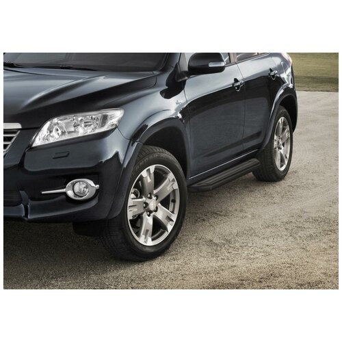 Пороги алюминиевые с площадкой "Premium-Black" (арт. A173ALB.5702.1) TOYOTA Rav 4, Long 2006-2010-2013