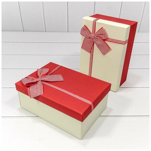 фото Набор коробок полосатый бант, красный, 23*16*9 см, 3 шт. дон баллон