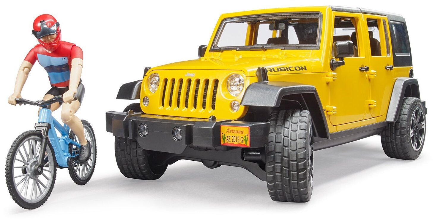 Внедорожник Bruder Wrangler Rubicon Unlimited c велосипедистом и фигуркой 02-543 1:16 17 см