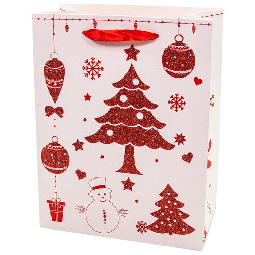 фото Пакет подарочный, новогодние елочки, с блестками, 23*18*10 см, 1 шт. дон баллон