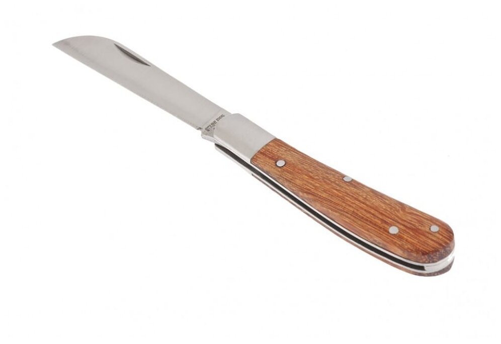 Нож садовый складной, прямое лезвие, 173 мм, деревянная рукоятка, PALISAD 79003 - фотография № 4