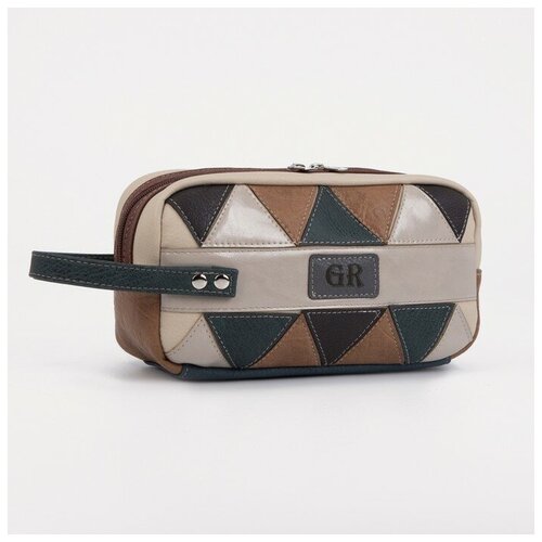 фото Косметичка на молнии, с подкладом, цвет бежевый/коричневый золотой дождь