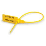 Пломбы пластиковые номерные, самофиксирующиеся, длина рабочей части 220 мм, желтые, комплект 50 шт., 600810 - изображение