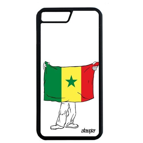 фото Защитный чехол на мобильный // iphone 7 plus // "флаг сенегала с руками" туризм дизайн, utaupia, белый