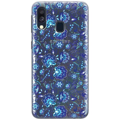 фото Ультратонкий силиконовый чехол-накладка clearview для samsung galaxy a40 с 3d принтом "gzhel" gosso