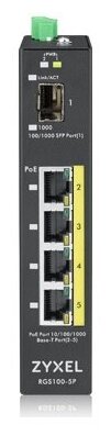 Промышленный PoE+ коммутатор Zyxel RGS100-5P, 4xGE PoE+, 1xSFP, крепление на стену/DIN-рейку, IP30, два источника питания DC, бюджет PoE 120 Вт (RGS100-5P-ZZ0101F) - фото №3