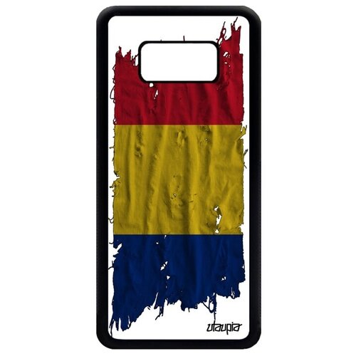 фото Защитный чехол на мобильный // galaxy s8 // "флаг румынии на ткани" дизайн стиль, utaupia, белый