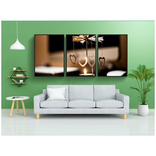 фото Набор модулных постеров для интерьера "чай свеча, тройник, высокая температура" 60x90 см. в тубусе, без рамки lotsprints