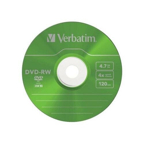 фото Verbatim диск dvd-rw 4.7gb verbatim 4x slim color (43563) 5шт