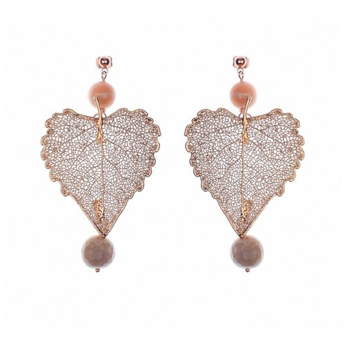 Серьги с подвесками Ester Bijoux, бижутерный сплав, жемчуг Swarovski синтетический, розовый, золотой