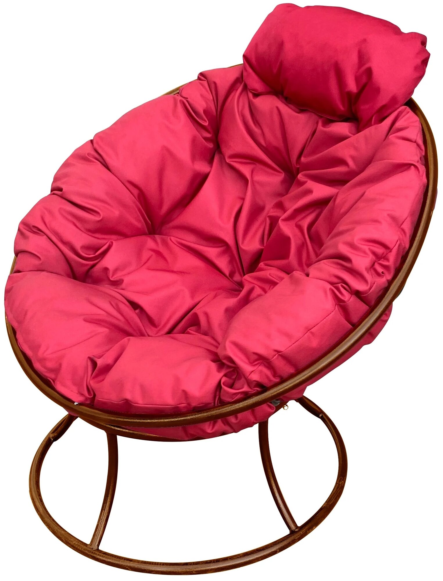 Кресло m-group папасан мини коричневое, красная подушка - фотография № 1
