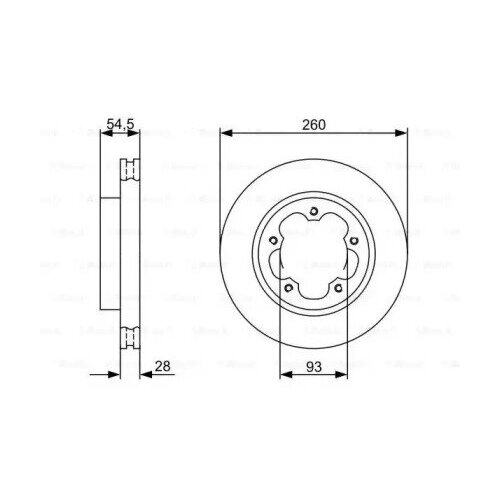 Диск тормозной FORD TRANSIT 06- передний вент.D 280мм., BOSCH, 0 986 479 392