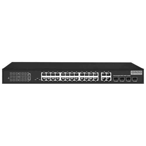 Коммутатор Osnovo SW-62422(400W) 100Мбит/с 24PoE+ 400W неуправляемый коммутатор osnovo sw 62422 400w