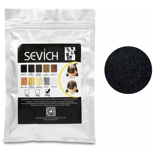 SEVICH Загуститель волос Hair Building Fibers, рефил, black, 100 г