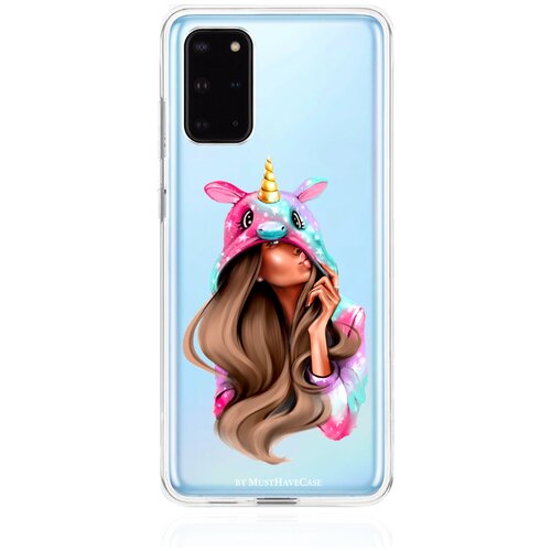 Прозрачный силиконовый чехол MustHaveCase для Samsung Galaxy S20+ Unicorn Girl для Самсунг Галакси С20+ Противоударный