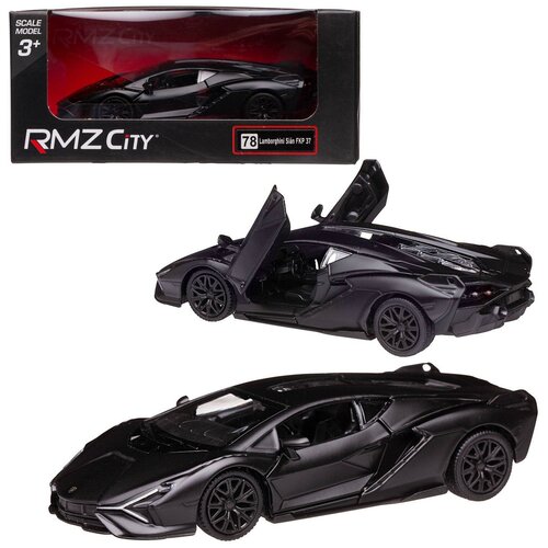 Машина металлическая RMZ City 1:32 Lamborghini Sian, черный матовый цвет, двери открываются машина металлическая rmz city 1 32 lamborghini sian черный матовый цвет двери открываются