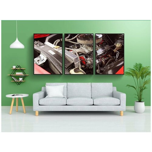 фото Набор модулных постеров для интерьера "двигатель, карбюратор, исторический" 60x90 см. в тубусе, без рамки lotsprints