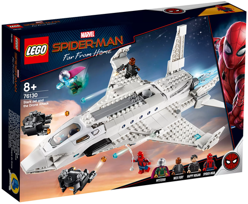 Конструктор LEGO Marvel Super Heroes 76130 Spiderman Реактивный самолёт Старка и атака дрона, 504 дет.