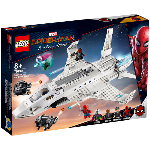 Конструктор LEGO Marvel Super Heroes 76130 Spiderman Реактивный самолёт Старка и атака дрона, 504 дет.