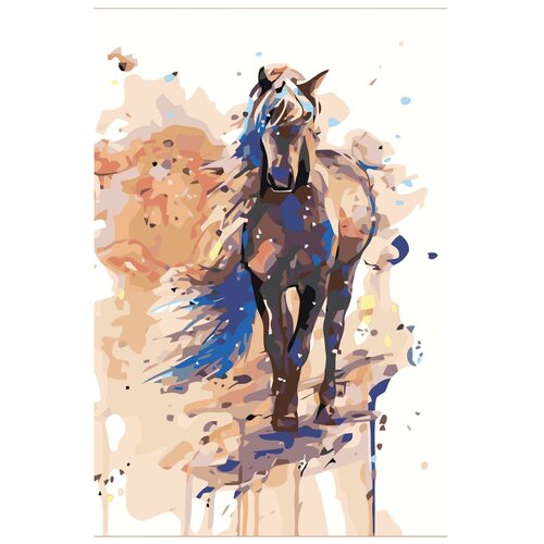 Картина по номерам, Живопись по номерам, 48 x 72, ANNA-sem005, лошадь, животное, домашний, питомец, Акварель, прозрачный, рисунок