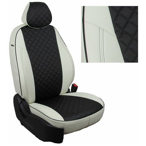 фото Чехлы на сиденья chevrolet cobalt 2 2011-2016 экокожа белый, черный автопилот she-ko-ko-bch-r