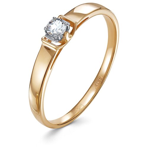 фото Кольцо с бриллиантом 0.095 карат из красного золота 81733 vesna jewelry, размер 18