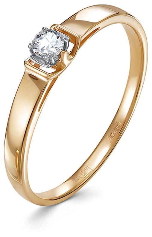 Кольцо помолвочное Vesna jewelry, красное золото, 585 проба, родирование, бриллиант