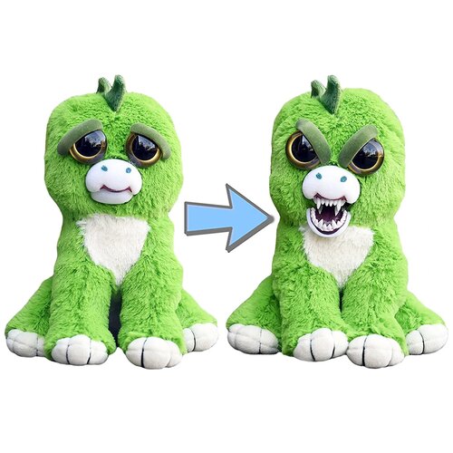 Feisty Pets Мягкая игрушка Добрый-Злой Feisty Pets Зеленый Динозавр 21 см