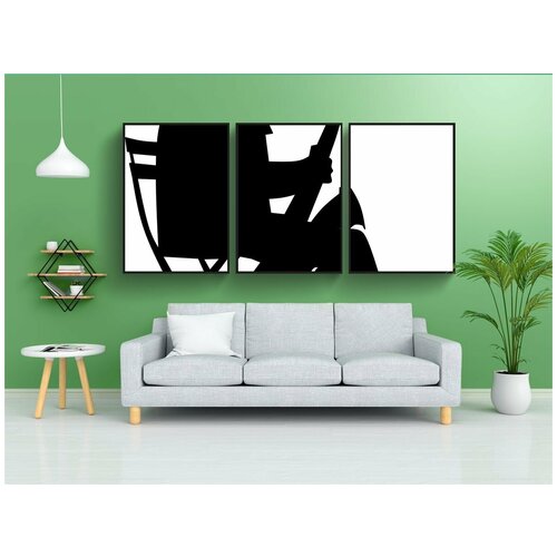 фото Набор модулных постеров для интерьера "силуэт, саксофонист, человек" 60x90 см. в тубусе, без рамки lotsprints