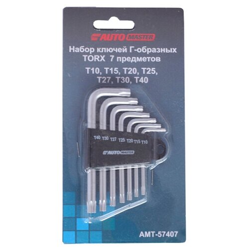 Набор Г-образных ключей Torx 7 предметов T10-T40 AUTOMASTER AMT-57407 набор ключей torx t10 т40 г образных 7 предметов эврика er 25107t