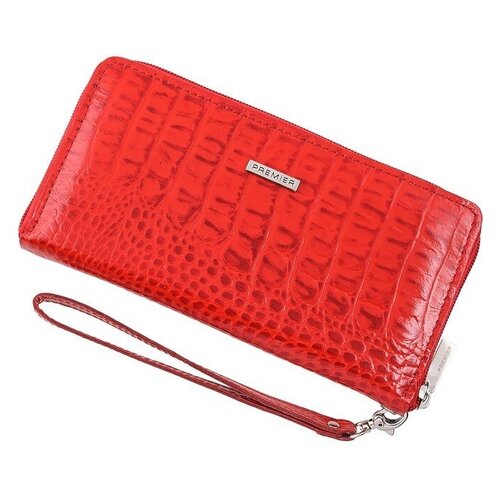 фото Кошелек женский из натуральной кожи, маленький бумажник для денег, портмоне на каждый день красный cro-s-39-15 кроко