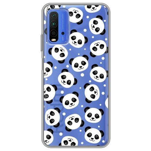 фото Полупрозрачный дизайнерский силиконовый чехол для xiaomi redmi 9t панды 100gadgets
