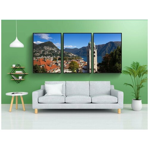 фото Набор модулных постеров для интерьера "лугано, monte bre, церковь сан-лоренцо" 60x90 см. в тубусе, без рамки lotsprints