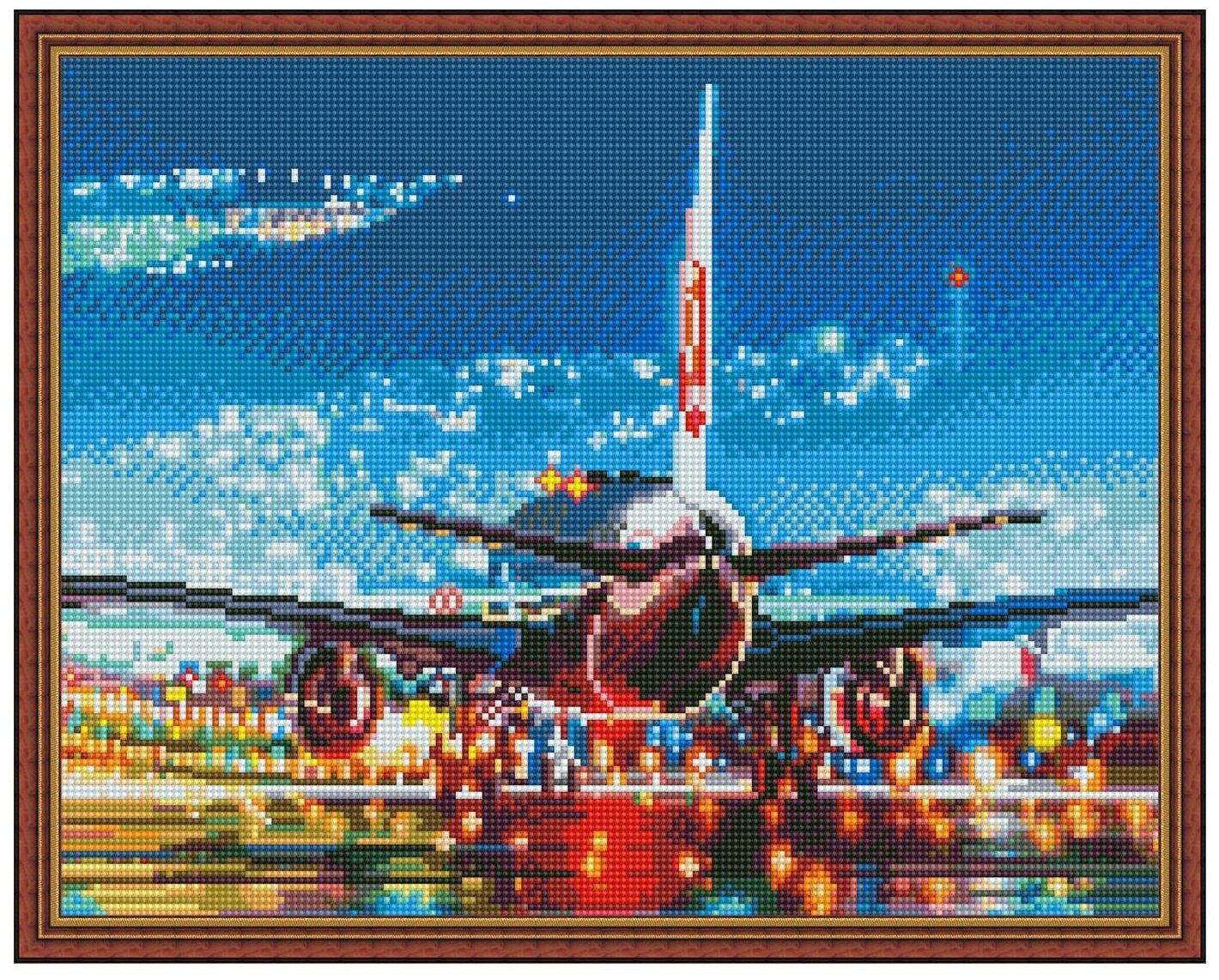 фото Алмазная мозаика с нанесенной рамкой Molly 40х50 см Взлетная полоса