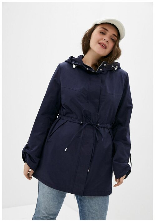куртка  Maritta демисезонная, средней длины, силуэт прямой, ветрозащитная, водонепроницаемая, подкладка, внутренний карман, капюшон, несъемный капюшон, размер 52(62RU), синий