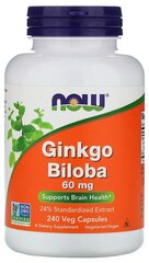 Капсулы NOW Ginkgo Biloba 60 мг, 140 г, 60 мг, 240 шт.