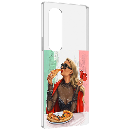 Чехол MyPads любительница-пиццы женский для Samsung Galaxy Z Fold 4 (SM-F936) задняя-панель-накладка-бампер