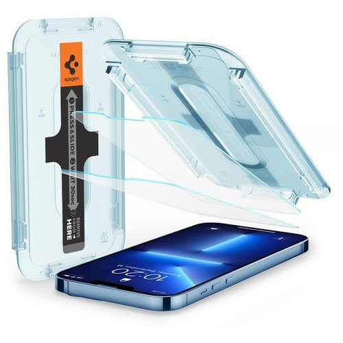 Защитное стекло с установочной формой Spigen GLAS.tR SLIM EZ FIT для iPhone 13 Pro Max (2.5D, 9H; олеофобное покрытие; комплект - 2 шт.) Прозрачный / Clear