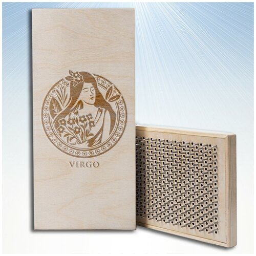 фото Доска садху / доска с гвоздями / доска для йоги / знаки зодиака дева - 1458, черная чакра