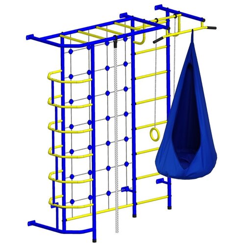 фото Комплект: спортивный комплекс пионер с5с ступени металлические цвет сине-желтый, гамак-капля