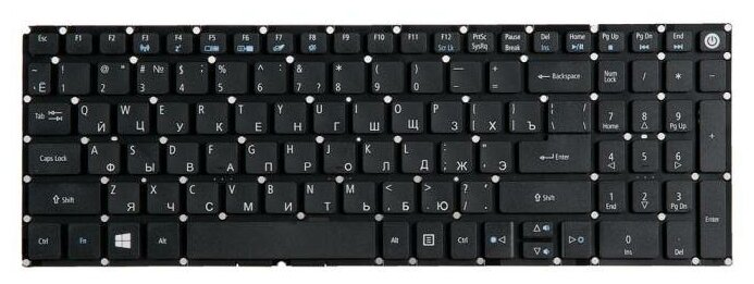 Клавиатура для ноутбука Acer Aspire E5-722, E5-772, V3-574G, E5-573T, E5-573, E5-573G, черная без рамки, гор. Enter