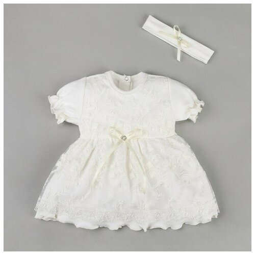 фото Набор: платье с коротким рукавом и повязка крошка я, 1-3мес (50-62см),100 % хлопок без бренда